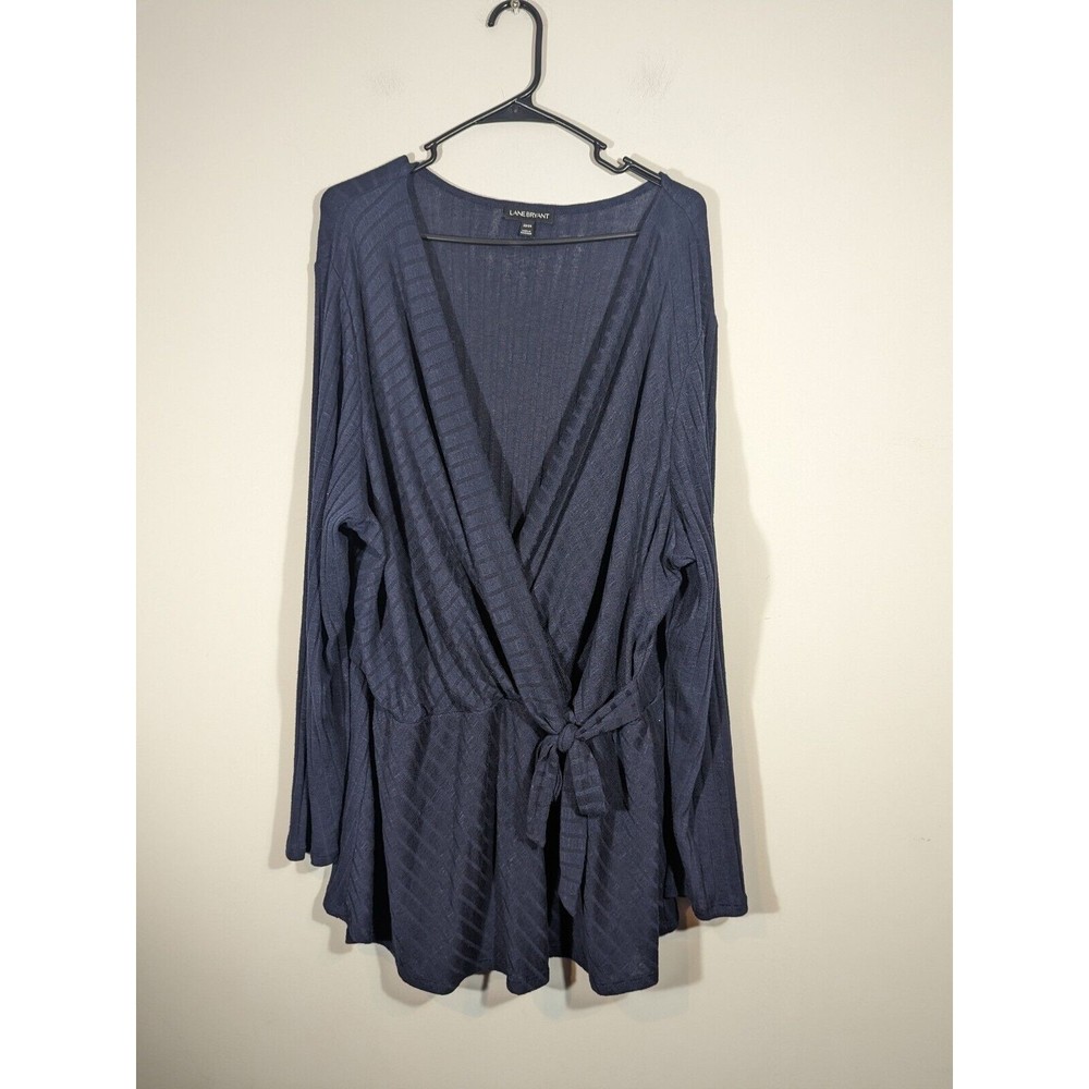 Lane Bryant Navy Faux Wrap Long Sleeve Top Plus‎ Size Women 22/24